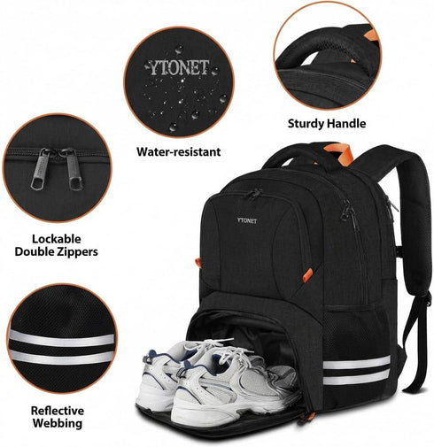 Backpack Backpack 15.6 Inch, Ytonet Gym For Men Women, Travel Sports Track Bag With Shoe Compartment, Large Workout