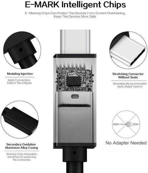 USB C to USB C Cable (10Gbps) SuperSpeed Certified, 100W Power, Nylon Braided, 10ft, Dual 4k or Single 5k