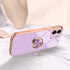 Omorro Rose Gold iPhone 11 Case for Women with Kickstand Ring Holder, 360 TPU Rotation Rings, Slim Luxury Case (Purple)