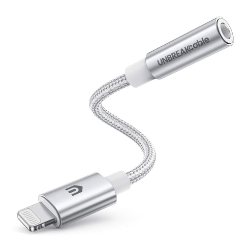 UNBREAKcable Headphones Adapter for iPhone, MFi Certified Lightning to 3.5mm Jack Converter, Compatible with iPhone