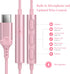 HiFi Stereo USB C Headphones for iPad Pro, iPhone 15/15 Pro Max, Samsung S24/S23 Ultra, OnePlus, Huawei - Pink