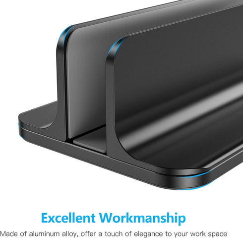 OMOTON Vertical Laptop Desktop Stand Holder with Adjustable Dock Size, Aluminum, Fits All MacBook, Surface, Chromebook