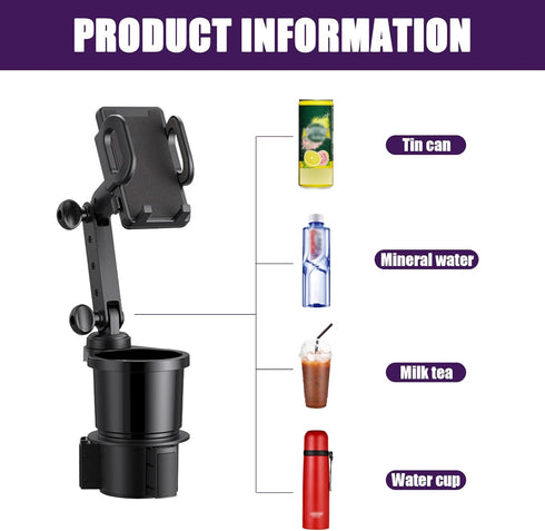 Ajxn 1 PC Car Cup Holder Phone Mount, Universal Adjustable Cradle for Most Cars, Black