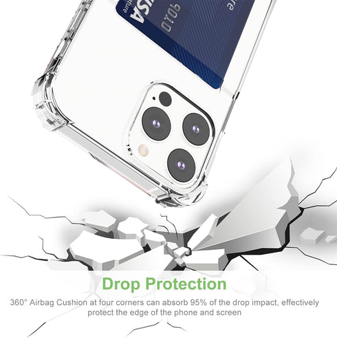 for iPhone 13 Pro Clear Card Case, Shockproof TPU Slim Wallet Case with Card Holder Compatible with MagSafe