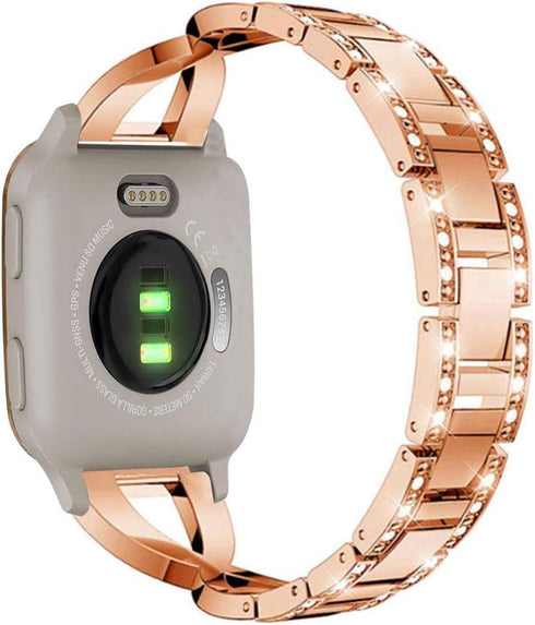 Compatible Garmin Venu Sq Band - Women Metal Replacement Chain Bling Bracelet Strap for Venu/Venu Sq/Vivoactive