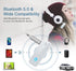 Aux Bluetooth Adapter for Car, 2 in 1 Wireless Bluetooth Transmitter Receiver, Built-in Mic Hands-Free Calls Crystal Clear Sound, for Cars Headphones Home Stereo, White