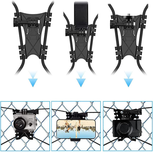 GoPro Fence Mount for Softball, Tennis, Baseball, Football, Compatible with GoPro, iPhone Mevo Start, Action Cameras