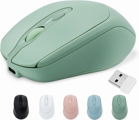 Rechargeable Wireless Mouse, Bluetooth Mouse for Laptop/iPad/MacBook Pro/Air, Slim Silent Mouse (Green)