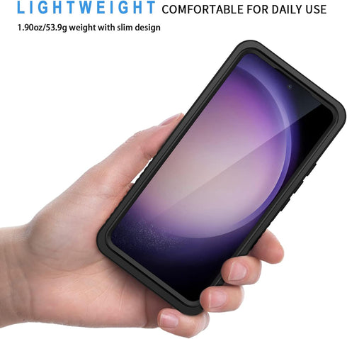 Lanhiem Galaxy S23+ Case, Rugged IP68 Waterproof & Dustproof Cover with Built-in Screen Protector, Black/Clear.