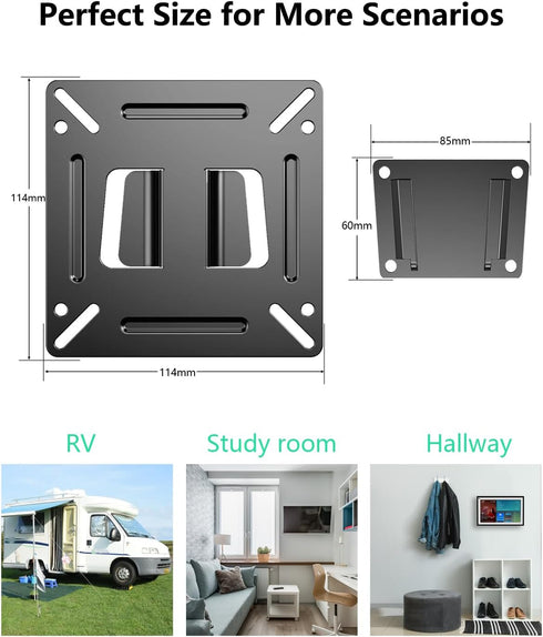 Monitor Wall Mount for 14”-27” LED LCD Flat Screens, Low Profile Fixed Mount for Computer Monitors, 33lbs Capacity