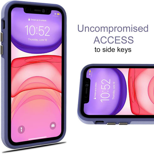 CellEver Heavy-Duty Case for iPhone 11, Dual Layer Military Grade Protection, Slim Shockproof Cover - Light Purple