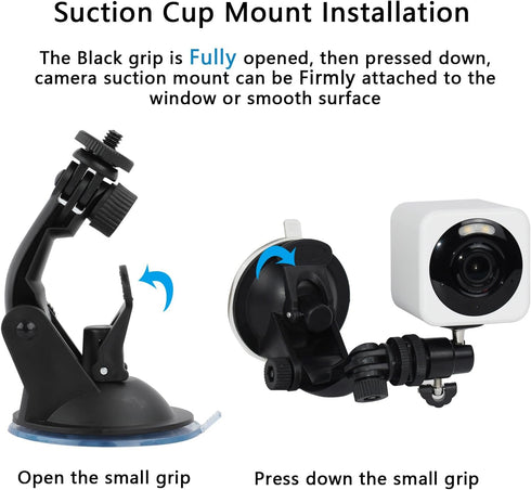 Camera Suction Cup Mount for Wyze Cam V4, V3, Google Nest Cam (Battery), 2 Pack, No Drilling Installation, Security
