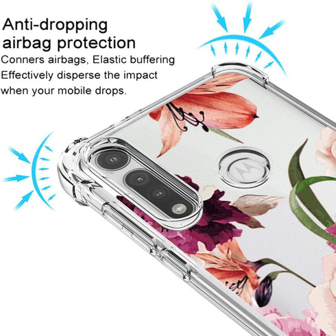Osophter for Moto G Fast Case, Flower Floral Shock-Absorption TPU Rubber Cover for Motorola Moto G Fast (Purple Flower)