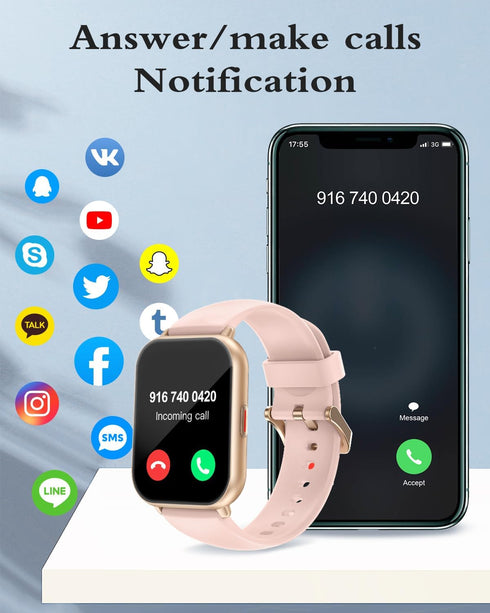 RUIMEN Smart Watches for Men Women, 1.8" Smartwatch for iOS/Android Phones, Fitness Tracker with Heart Rate/Sleep