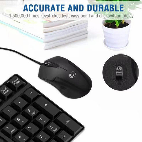 Gofreetech Wired Keyboard and Mouse Combo, Full-Size USB Plug-and-Play Optical Mouse for Desktop and Laptop