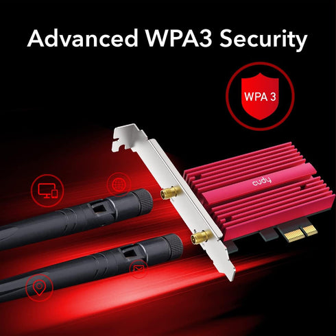 Cudy AX5400 Wireless WiFi 6E PCIe Card for PC - Bluetooth 5.2, AX210 Module, Windows 11, 10, 802.11ax/ac/a/b/g/n