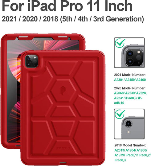 Poetic TurtleSkin Heavy Duty Case for iPad Pro 11 Inch, Kids Friendly Silicone Cover in Red