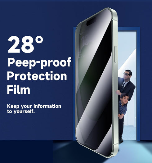MAGIC JOHN Privacy Glass Screen Protector for iPhone 15 Plus 6.7" - 2 Pack, Easy Bubble-Free Installation, Auto