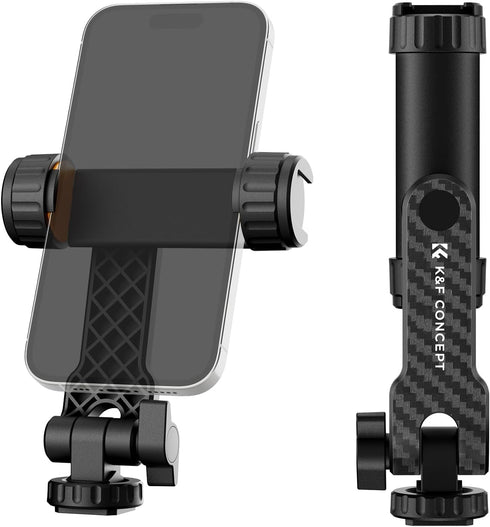 K&F Concept Phone Tripod Mount, Universal Smartphone Adapter with 2 Cold Shoe Mounts for Horizontal and Vertical