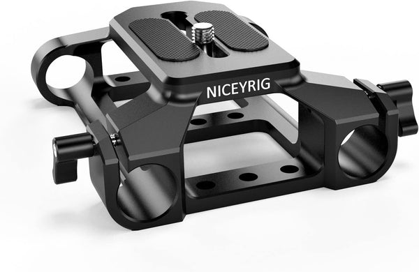 NICEYRIG Light-Weight Baseplate with 15mm Rod Rail Clamp for DSLR Mirrorless Camera Camcorder Follow Focus