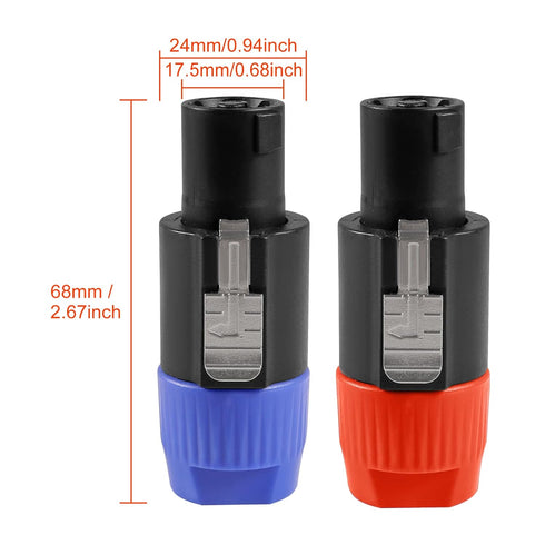 4-Pole 4Pin NL4FC Connector Ohm Plug Speaker Audio Cable Plug Adapter Compatible with Neutrik Speakon NL4FC, NL4FX, NL2FC (5pcs Orange + 5pcs Blue)