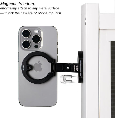 Amlanpin 1/4" Dual Magnetic Phone Holder, Screw Tripod Mount, Gym Magnetic Phone Stand for Car (Black)