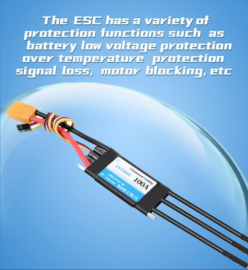 100A 2-6S 5V/6V 8A XT90 4.0mm DH Waterproof Brushless ESC Electronic Speed Controller with BEC and Banana Head