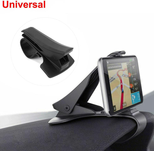 Dashboard Phone Mount Clamp, Universal POM and Silicone Non Skid Car Phone Stand, Adjustable Mobile Phone Holder Clip for 3-6.5in MP4 PDA, Black