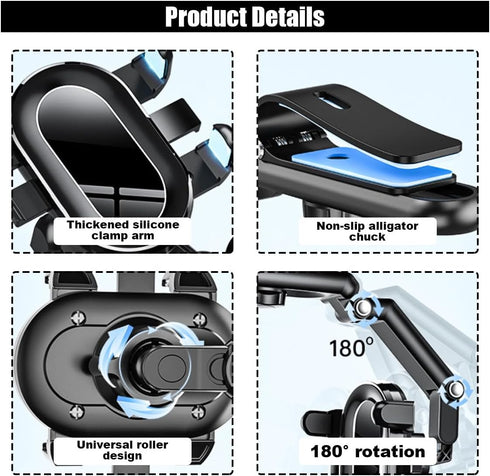 Sun Visor Car Phone Holder, Multifunctional Adjustable Cell Phone Holder, 360° Rotatable and Retractable for Most Cell