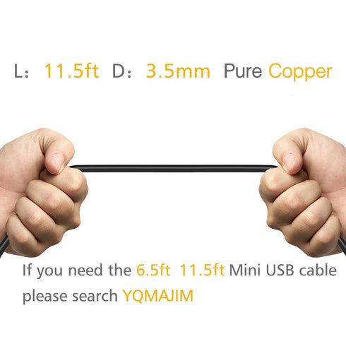 YQMAJIM GPS Charger Cable, 16.5Ft Dash Cam Power Cord, Pure Copper Thicker 90 Degree Mini USB for Garmin Nuvi GPS