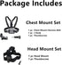 Chest Mount Harness Chesty Vest Head Mount Strap for Action Camera Compatible with GoPro Hero 11, 10, 9, 8, Max