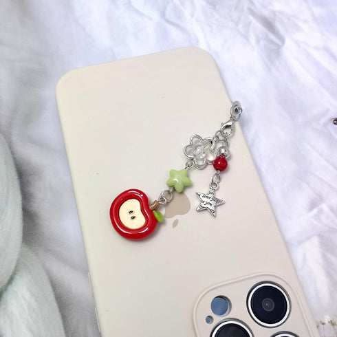 Nalefow 2PCS Y2k Cute Phone Charms Aesthetic Pink Guitar Strawberry Star Phone Straps Key Chains for Keys Bags Camera