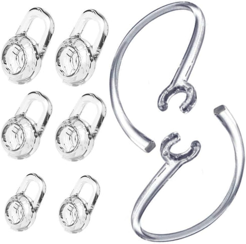 Replacement Ear Gel Tips & Loop Clip Spare Kit for M155 M165 M180 M55 M25 M90 Explorer 500 Headset (Clear)