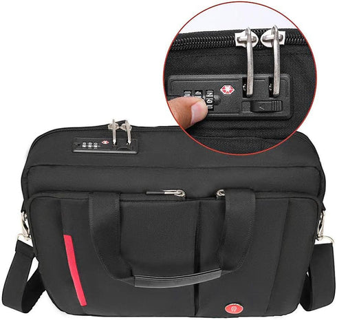Omnpak Laptop Briefcase with Combination Lock, Anti-Theft Business Bag, Water-Repellent Satchel for Men & Women