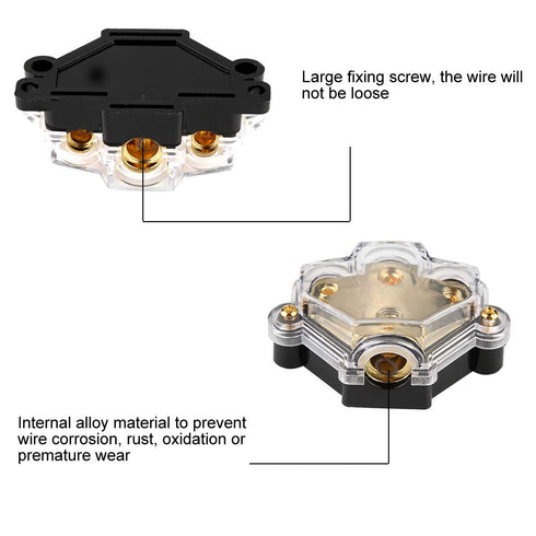 3 Way Car Audio Stereo Power Distribution Block - Distribution Block Splitter, 1 in 3 Out