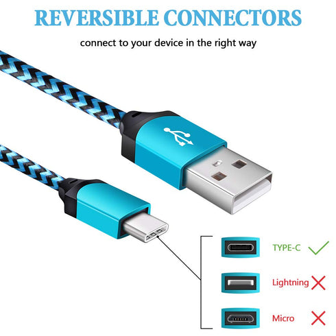 6ft USB C Cable 5-Pack for iPhone 15 Pro Max, Fast Charging Braided Cord for Samsung Galaxy S23, Google Pixel 8/7.