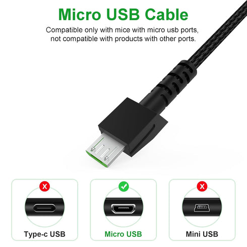 Mouse Micro USB Cable, Compatible with Razer Viper Ultimate, Naga Pro, DeathAdder V2 Pro, Basilisk Ultimate (5.9ft)