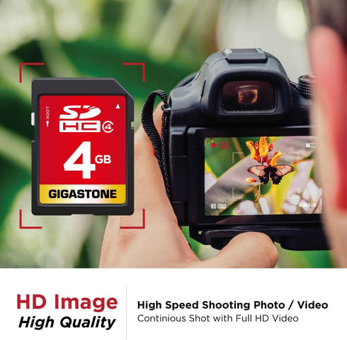 Gigastone 4GB SD Card 2 Pack, SDHC Class 4 Memory Card for Photo, Video, Music, Voice File, DSLR Camera, Camcorder,