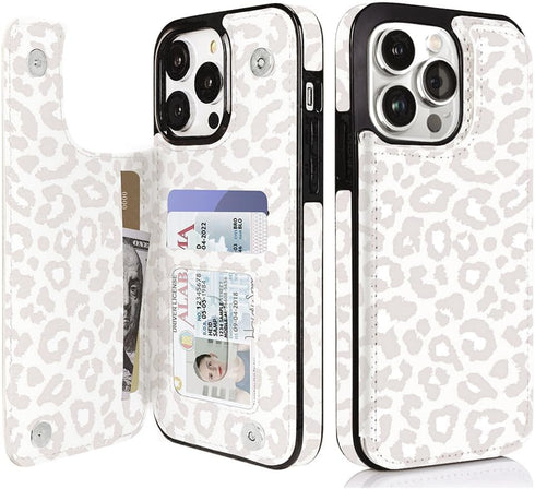 uCOLOR Compatible with iPhone 13 Pro Wallet Case with Card Holder Slots, Marble Flip Leather RFID Kickstand Cover