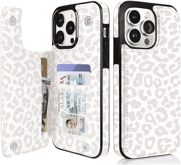 uCOLOR Compatible with iPhone 13 Pro Wallet Case with Card Holder Slots, Marble Flip Leather RFID Kickstand Cover