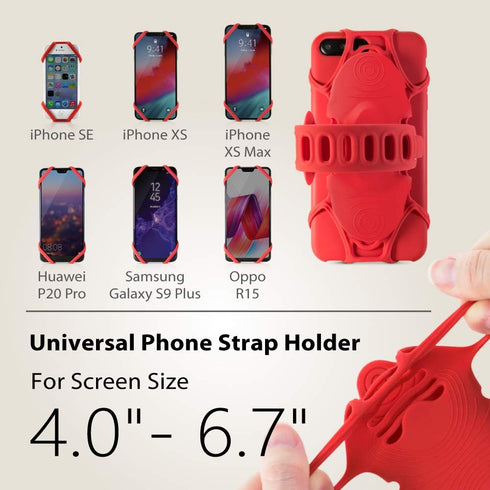BONE Bike Tie Pro Pack 1, Bike Cell Phone + Charger Mount for Stem, Universal Silicone Holder (Red)