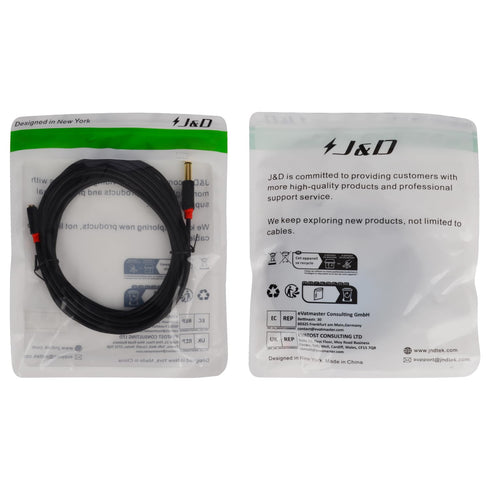 J&D 3.5mm to 1/4 Headphone Adapter Cable, Gold Plated Audiowave Series for Mixer Guitar Piano Amplifier