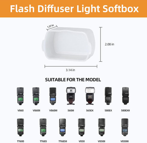 White Flash Diffuser, Camera Flash Light Diffuser, Dome Bounce Light Diffuser Compatible with Godox TT600 TT685II