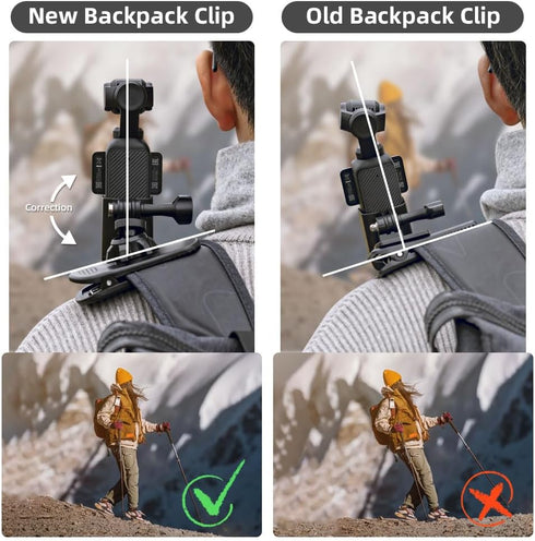 SUREWO 360° Rotation Backpack Strap Mount, Quick Clip Mount with Expand Frame Compatible with DJI Osmo Pocket 3