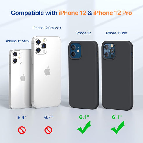 Miracase Compatible with iPhone 12 and iPhone 12 Pro, Liquid Silicone Gel Rubber Full Body Protection Shockproof Phone