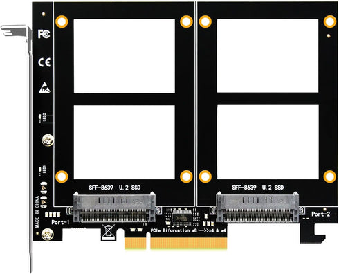 GLOTRENDS PU21 Dual U.2 SSD to PCIe 4.0 X8 Adapter, Supports 2 x U.2 SSD, Requires PCIe Bifurcation Motherboard