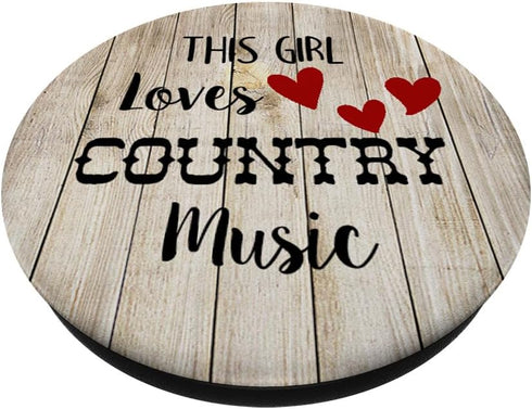 This Girl Loves Country Music - Wood Background PopSockets PopGrip: Swappable Grip for Phones & Tablets PopSockets Standard PopGrip