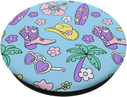 Coastal Cowgirl Aesthetic Cowboy Boots Cowboy Hat with Cute PopSockets Swappable PopGrip