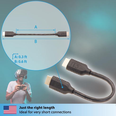 0.6 4k, PS5, PS4, valonic Short HDMI Cable - ft, high Speed, Ultra HD, ethernet - Compatible with Nintendo, TV, Xbox