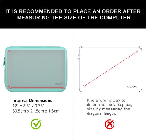 ARVOK 11 11.6 12 Inch Laptop Sleeve, Multi-Color & Size Choices, Water-Resistant Neoprene Notebook Computer Pocket